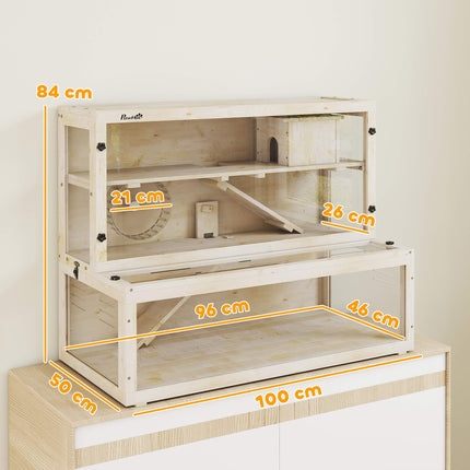 Three-Level Hamster Cage with Hut and Accessories, 100x50x84 cm
