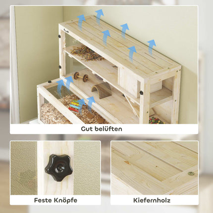 Three-Level Hamster Cage with Hut and Accessories, 100x50x84 cm