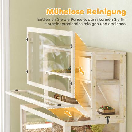 Three-Level Hamster Cage with Hut and Accessories, 100x50x84 cm