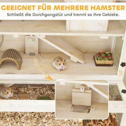 Three-Level Hamster Cage with Hut and Accessories, 100x50x84 cm