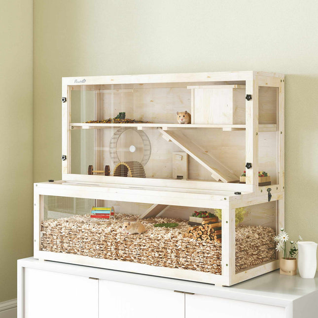 Three-Level Hamster Cage with Hut and Accessories, 100x50x84 cm