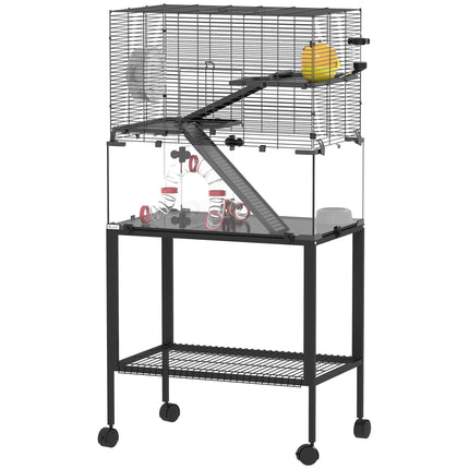 Three-Level Hamster Cage with Wheel and Accessories