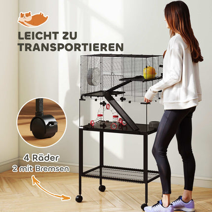 Three-Level Hamster Cage with Wheel and Accessories