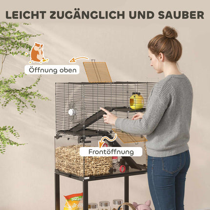Three-Level Hamster Cage with Wheel and Accessories