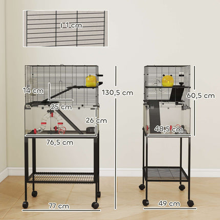 Three-Level Hamster Cage with Wheel and Accessories