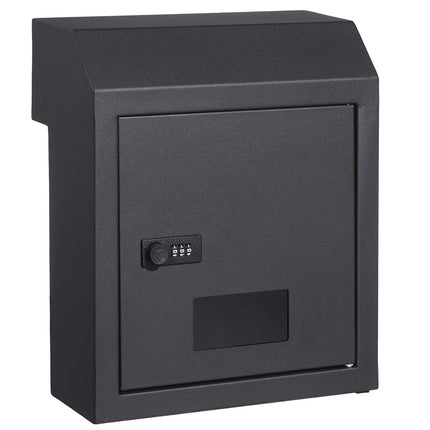 Through-The-Door Key Drop Box Mailbox, Combo Lock, Dark Gray