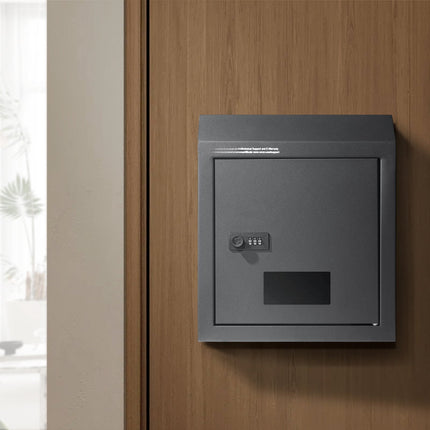 Through-The-Door Key Drop Box Mailbox, Combo Lock, Dark Gray