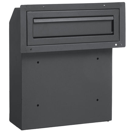 Through-The-Door Key Drop Box Mailbox, Combo Lock, Dark Gray