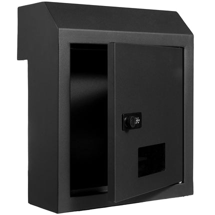 Through-The-Door Key Drop Box, Steel Combo Lock, Black