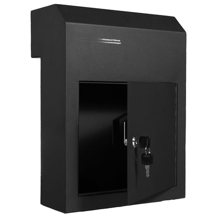 Through-The-Door Key Drop Box, Steel Lock, Black