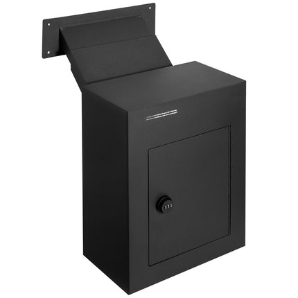 Through-the-Wall Mail Drop Box, Steel, Combo Lock, Black