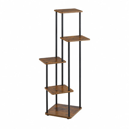 Tiered Plant Stand with 5 Square Shelves, Iron and MDF – 106 cm, Dark Brown