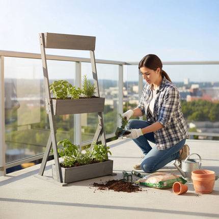 Tiered Planter with Boxes for Herbs, Vegetables & Flowers