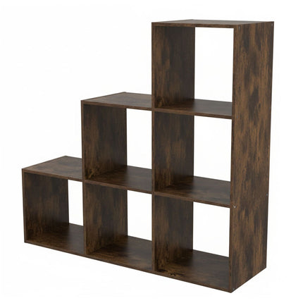Tiered Shelf, 6 Compartments – Brown, Engineered Wood
