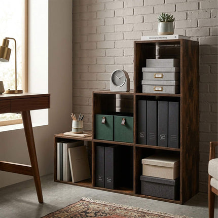Tiered Shelf, 6 Compartments – Brown, Engineered Wood
