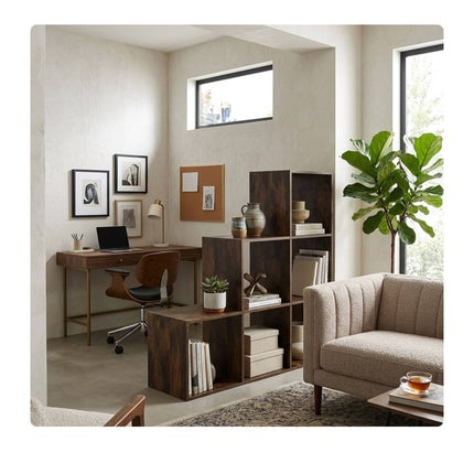 Tiered Shelf, 6 Compartments – Brown, Engineered Wood