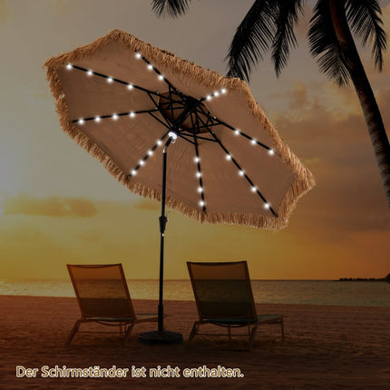 Tiki-Strohschirm mit Solar-LED-Leuchten, 313 cm