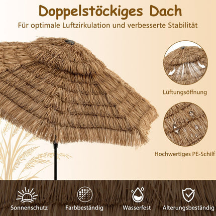 Tiki-Strohschirm mit Solar-LED-Leuchten, 313 cm