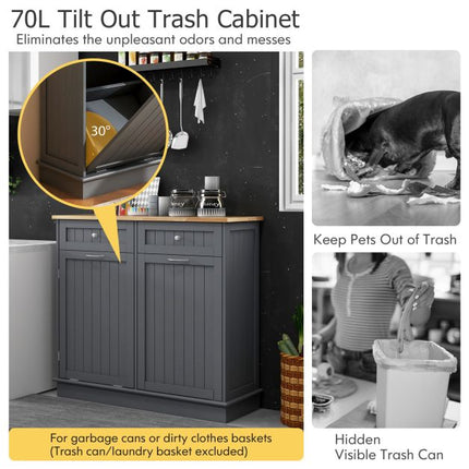 Tilt-Out Kitchen Trash Cabinet, Drawers, Adjustable Shelf