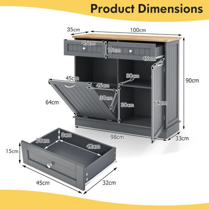 Tilt-Out Kitchen Trash Cabinet, Drawers, Adjustable Shelf