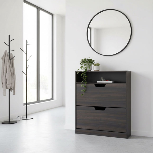 Tilt-Out Shoe Cabinet with Adjustable Dividers