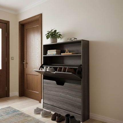 Tilt-Out Shoe Cabinet with Adjustable Dividers