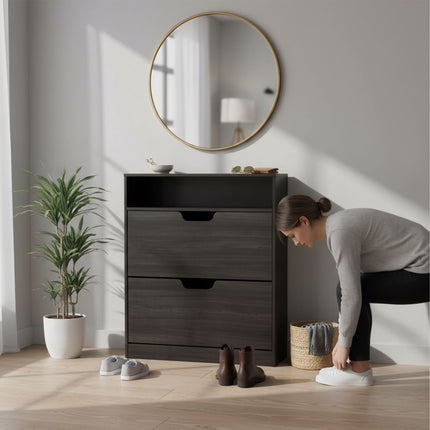 Tilt-Out Shoe Cabinet with Adjustable Dividers