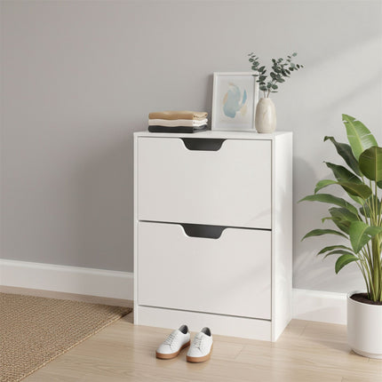 Kippbarer Schuhschrank mit offenem Regal