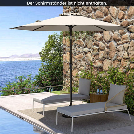 Neigbarer 270 cm beiger Sonnenschirm für den Außenbereich