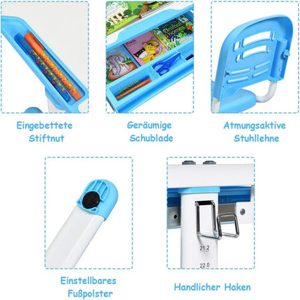 Kantelbaar kinderbureau, jeugdbureau, blauw