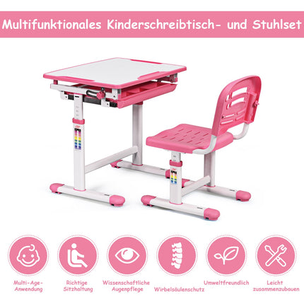 Neigbarer Kinderschreibtisch, Jugendschreibtisch, rosa
