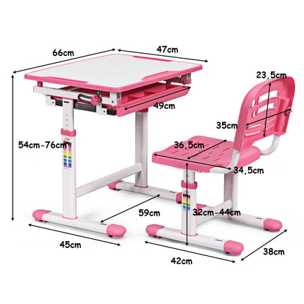 Neigbarer Kinderschreibtisch, Jugendschreibtisch, rosa