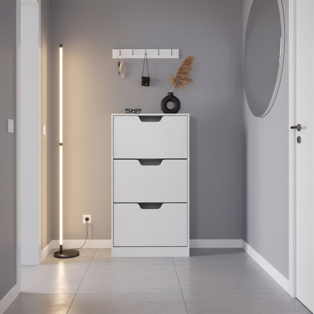 Tilting Shoe Cabinet with Adjustable Compartments
