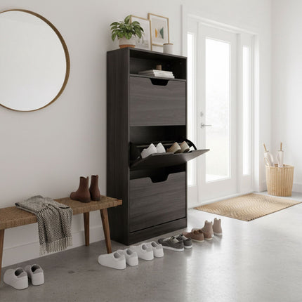 Kippschuhschrank mit verstellbaren Fächern