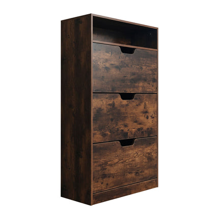 Tilting Shoe Cabinet with Adjustable Compartments & Shelf