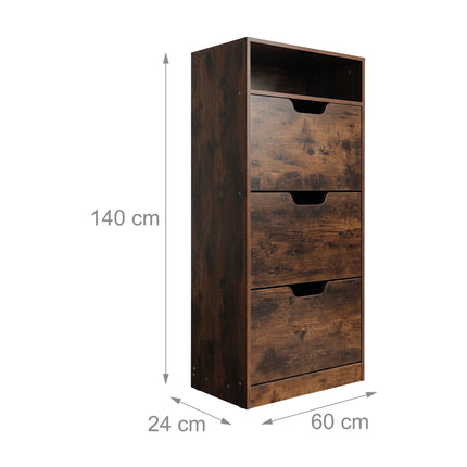Kippschuhschrank mit verstellbaren Fächern und Regal