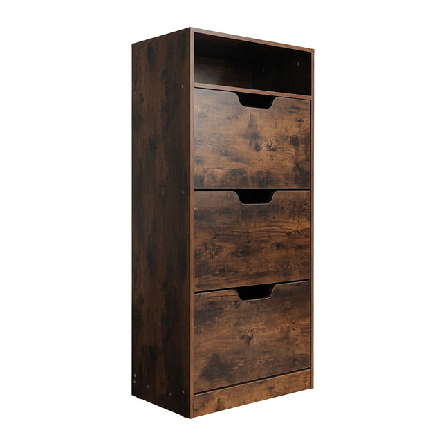 Tilting Shoe Cabinet with Adjustable Compartments & Shelf