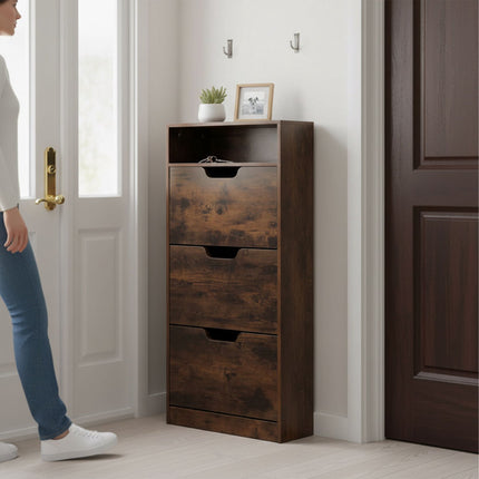 Kippschuhschrank mit verstellbaren Fächern und Regal