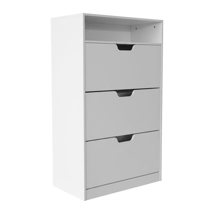 Kippschuhschrank mit verstellbaren Fächern und Regal