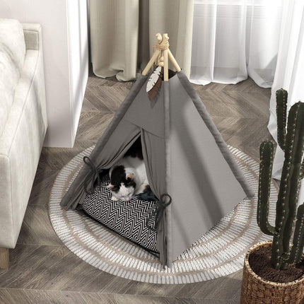 Katzen-Tipi-Zelt, waschbare Kissen, Grau, Haustiere unter 5 kg