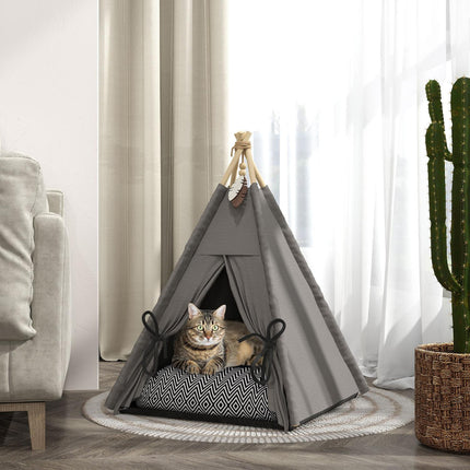Katzen-Tipi-Zelt, waschbare Kissen, Grau, Haustiere unter 5 kg