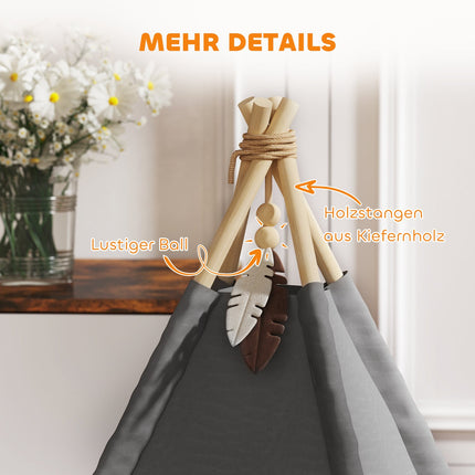 Katzen-Tipi-Zelt, waschbare Kissen, Grau, Haustiere unter 5 kg