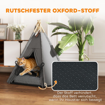 Katzen-Tipi-Zelt, waschbare Kissen, Grau, Haustiere unter 5 kg