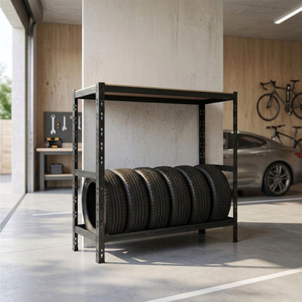 Reifenregal mit verstellbaren Einlegeböden, Garagenregal aus Stahl