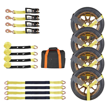 Tire-Style Wheel Chock Tie-Down Kit, 3333 lb WLL