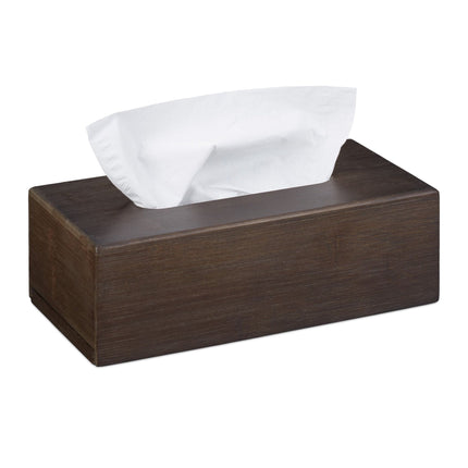 Tissue box in bamboo dark brown