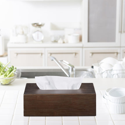 Tissue box in bamboo dark brown