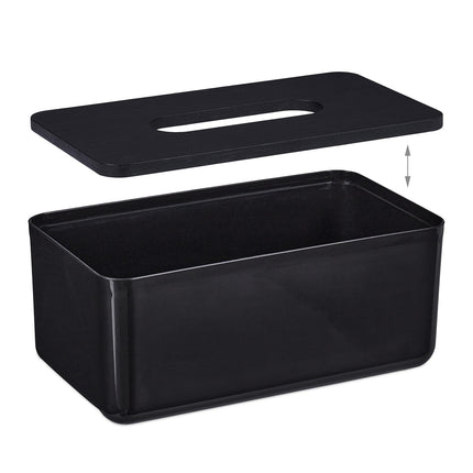 Tissue box with bamboo lid