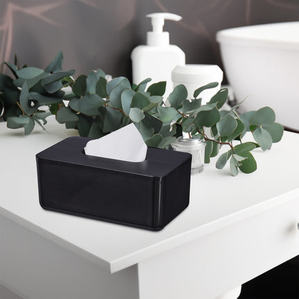 Tissue box with bamboo lid