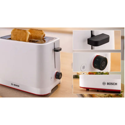 Toaster TAT3M121, weiß, 950 W, Bagel-Funktion.